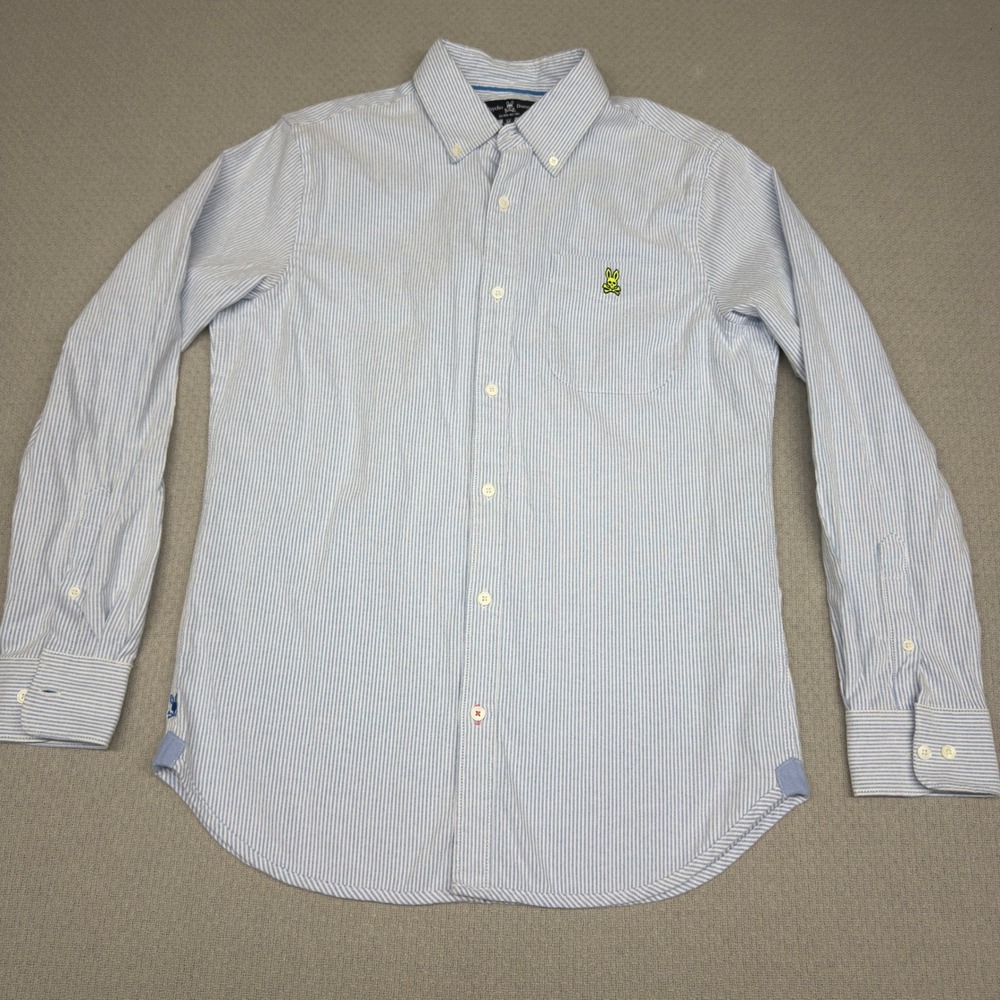 Psycho Bunny Shirt Mens Medium Blue Striped Oxford Button Down Streetwear